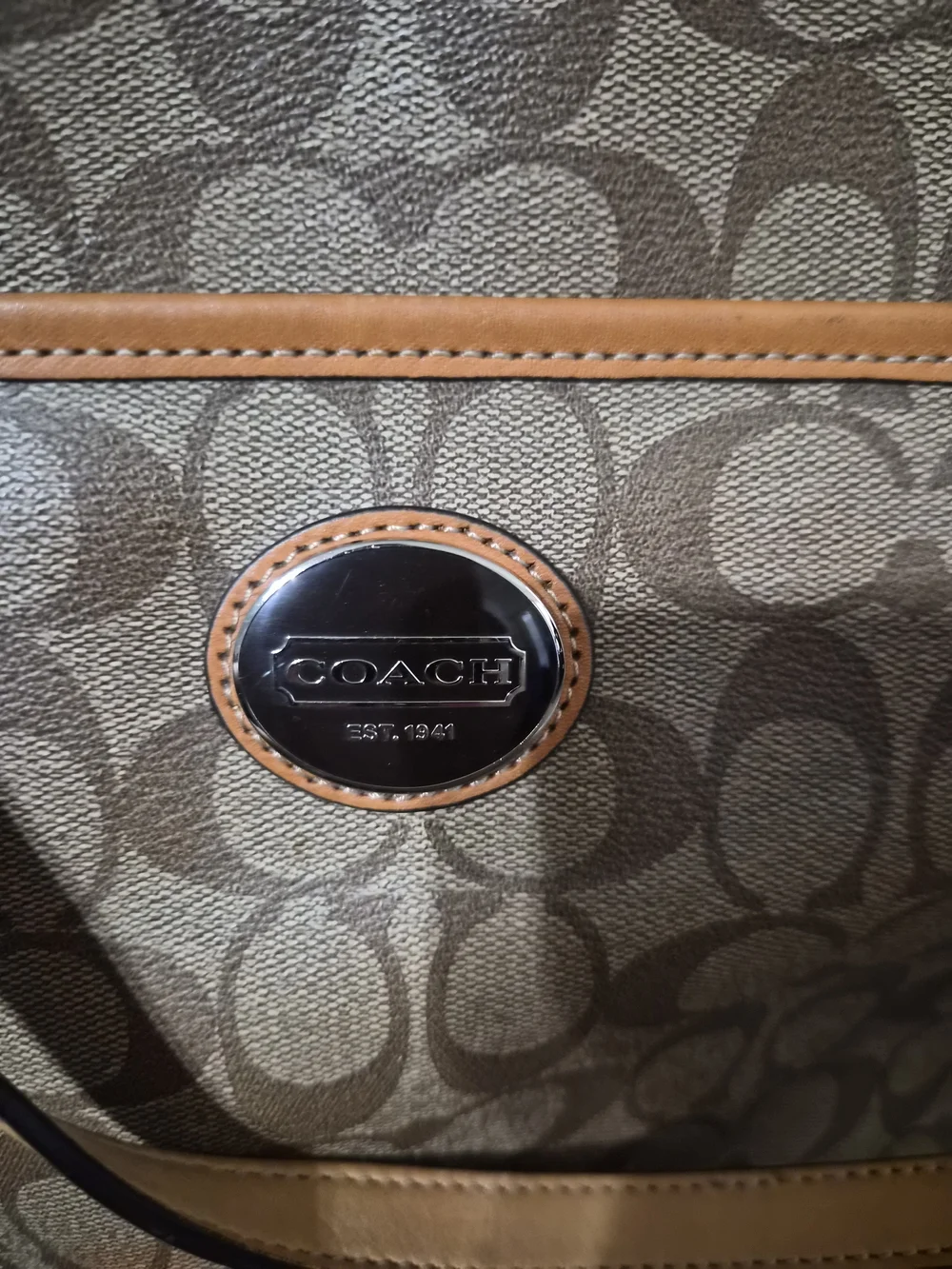 Coach Signature Canvas Tote in Tan and Brown